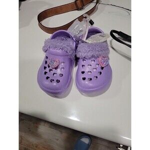 First Steps By Stepping Stones Purple Fur Lined Slip On Clogs ~ Size 6~ NWT